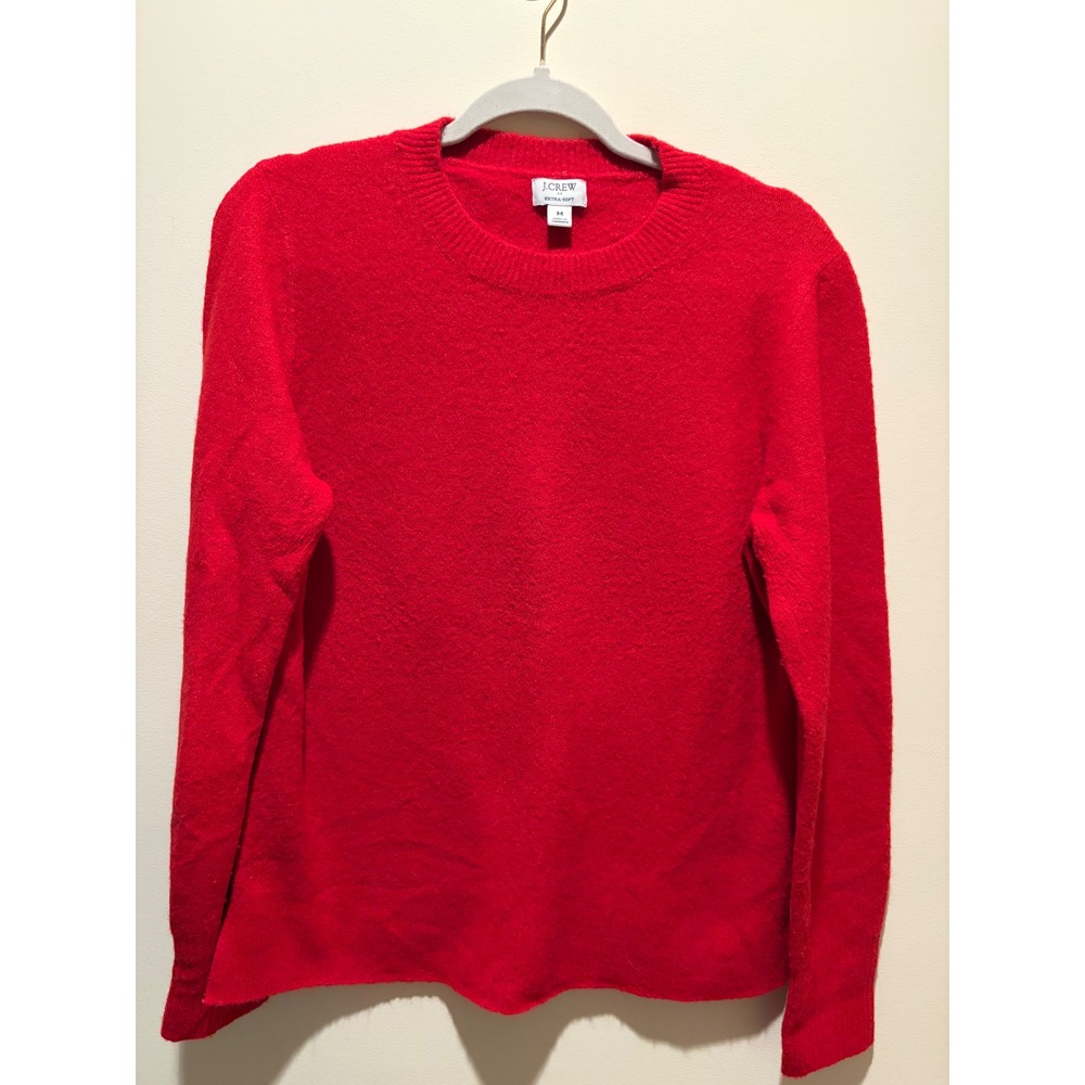 J.Crew Extra Soft Red Crewneck Sweater Wool Blend Long Sleeve Womens Medium